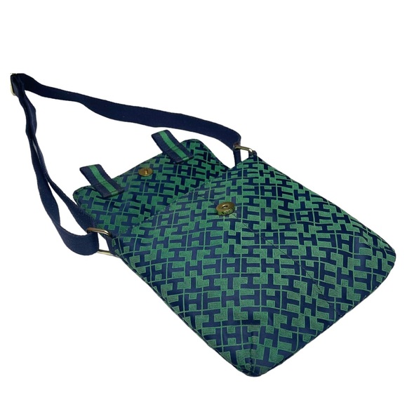 Tommy Hilfiger ® ★ Monogram Jacquard Print Crossbody Bag ★ Kelly Green + Navy ★ - Picture 11 of 16